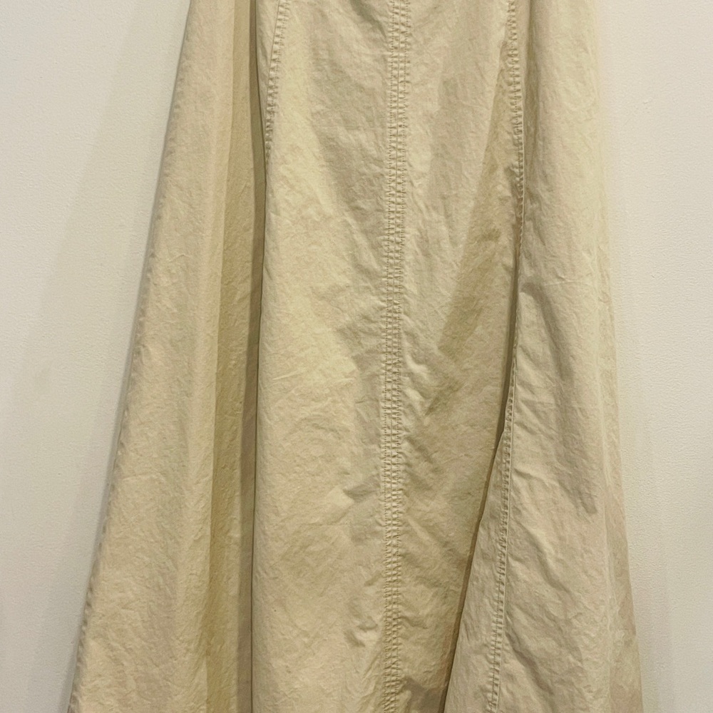 Vintage J Peterman Maxi Cotton Khaki Button Skirt - Picture 5 of 7